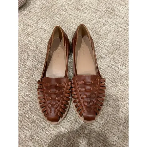 NEW NISOLO Genuine Leather Brown Huarache Sandal/ Flats Women's sz 9 rubber sole - Picture 3 of 9